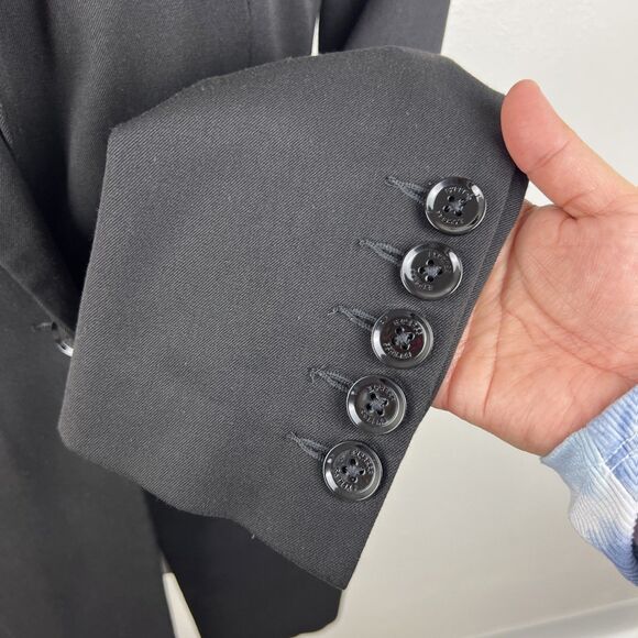 Express Blazer Women 2 Black Button Up Jacket Career Casual Shoulder Pads Outer - Picture 10 of 13